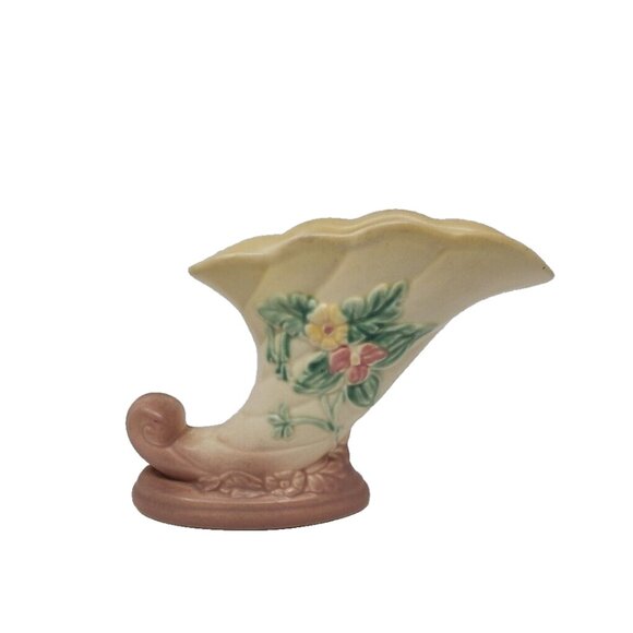 Vintage Hull Pottery W-7 Wildflower Vase Cornucopia Yellow Pink Glaze Trillium - Picture 1 of 6